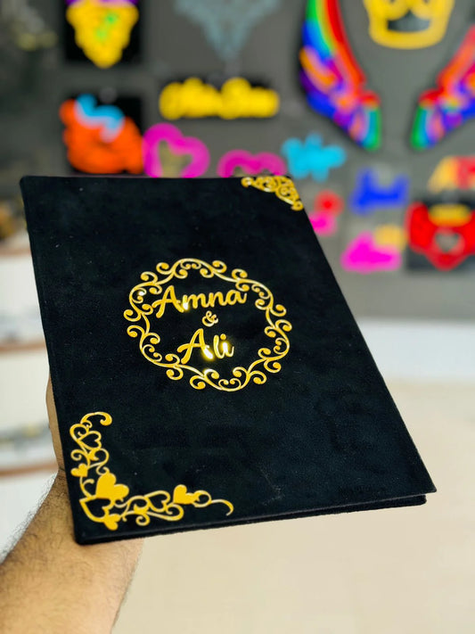 Customized Nikkah Frame Velvet Nikkah Book Thumb Board