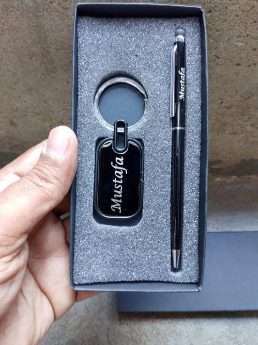 Imported Black Name Pen +Keychain