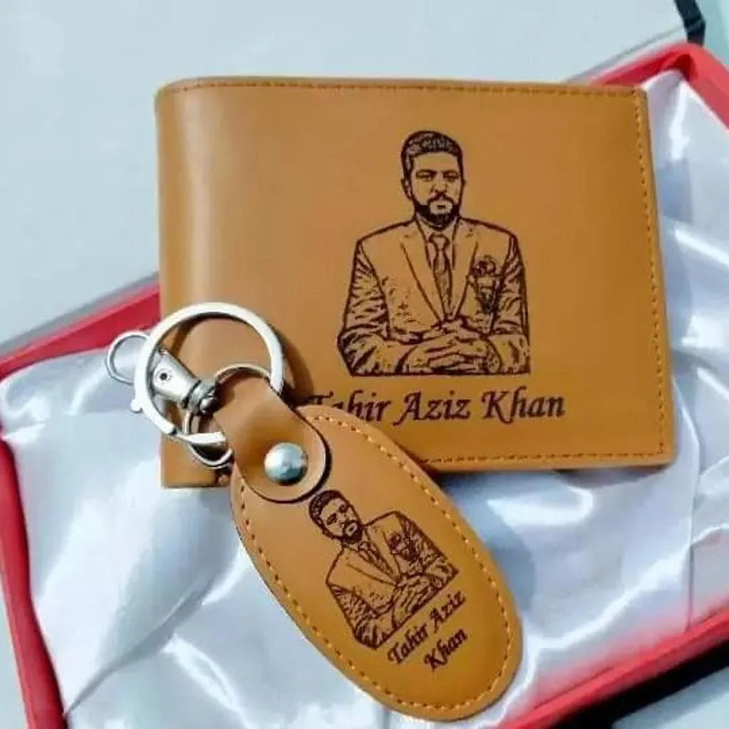 Wallet + Keychain with Your sketch and Name on it