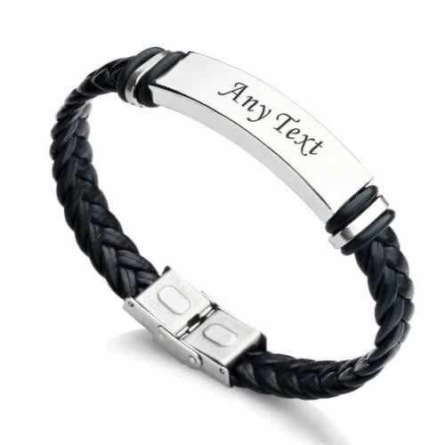 Men's Leather Bracelets Stainless Steel