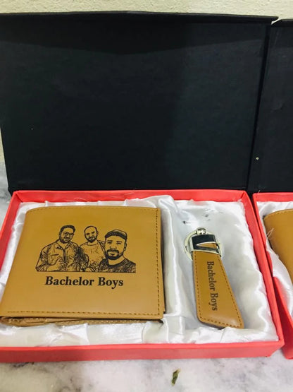 Wallet + Keychain with Your sketch and Name on it