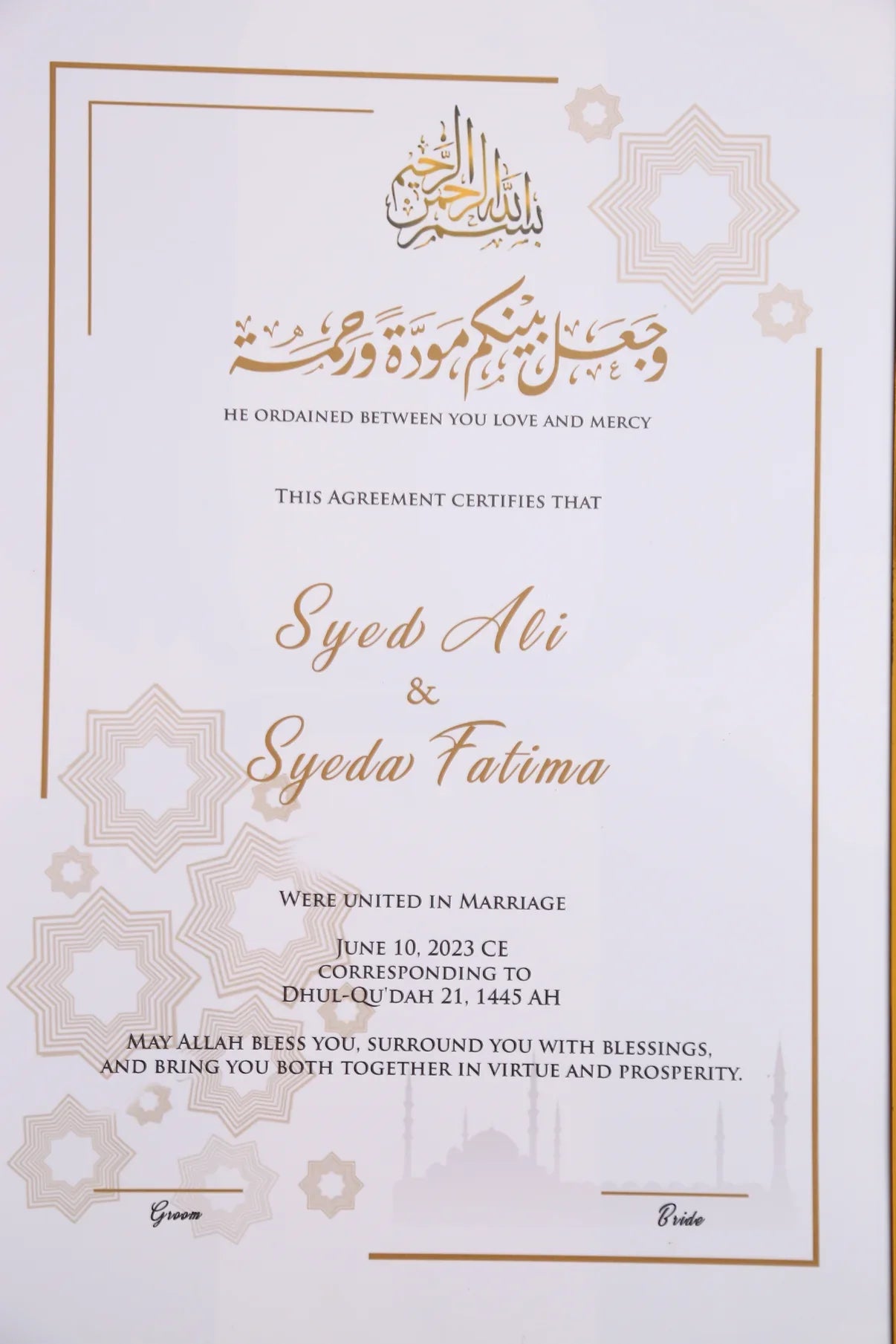Custom Nikah Frame