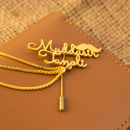 CUSTOMISE NAME MUSTACHE COAT PIN