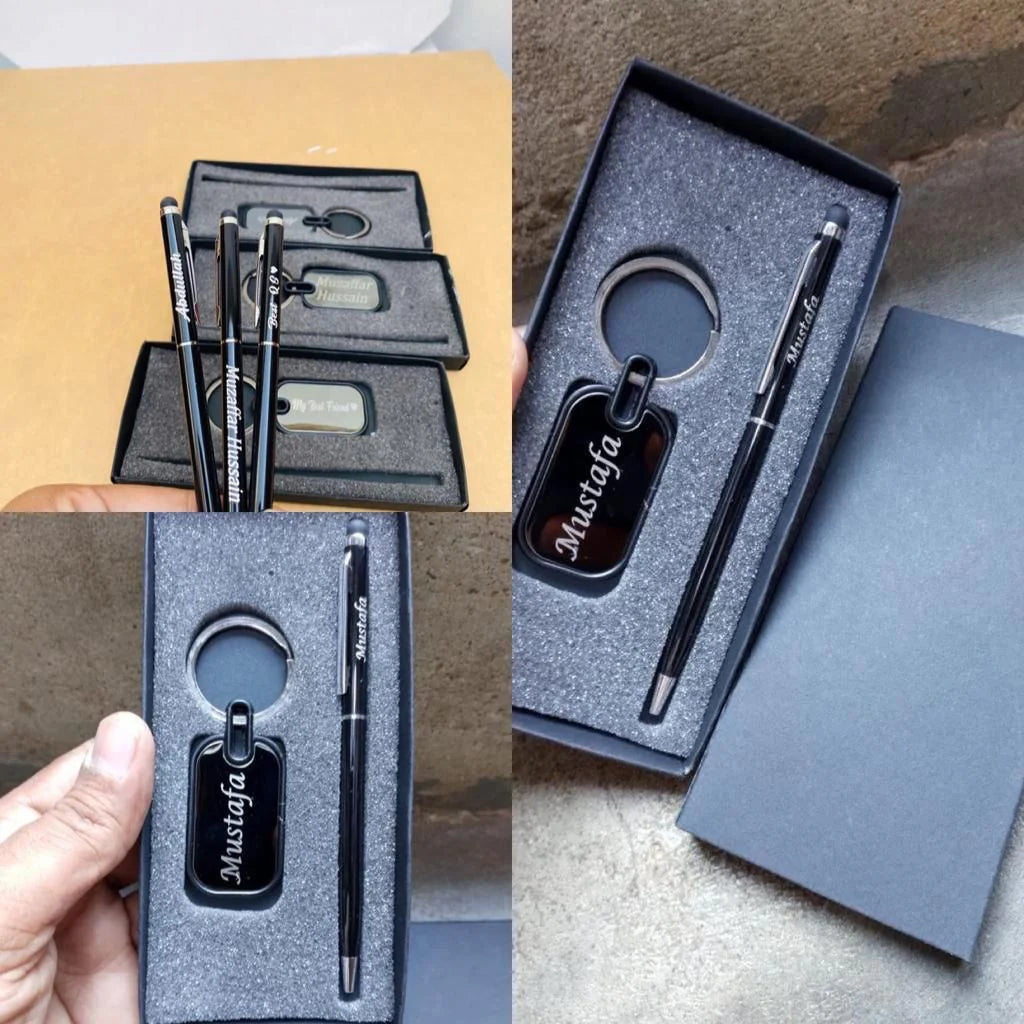 Imported Black Name Pen +Keychain