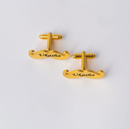 Mustache Name Engraved Cufflinks