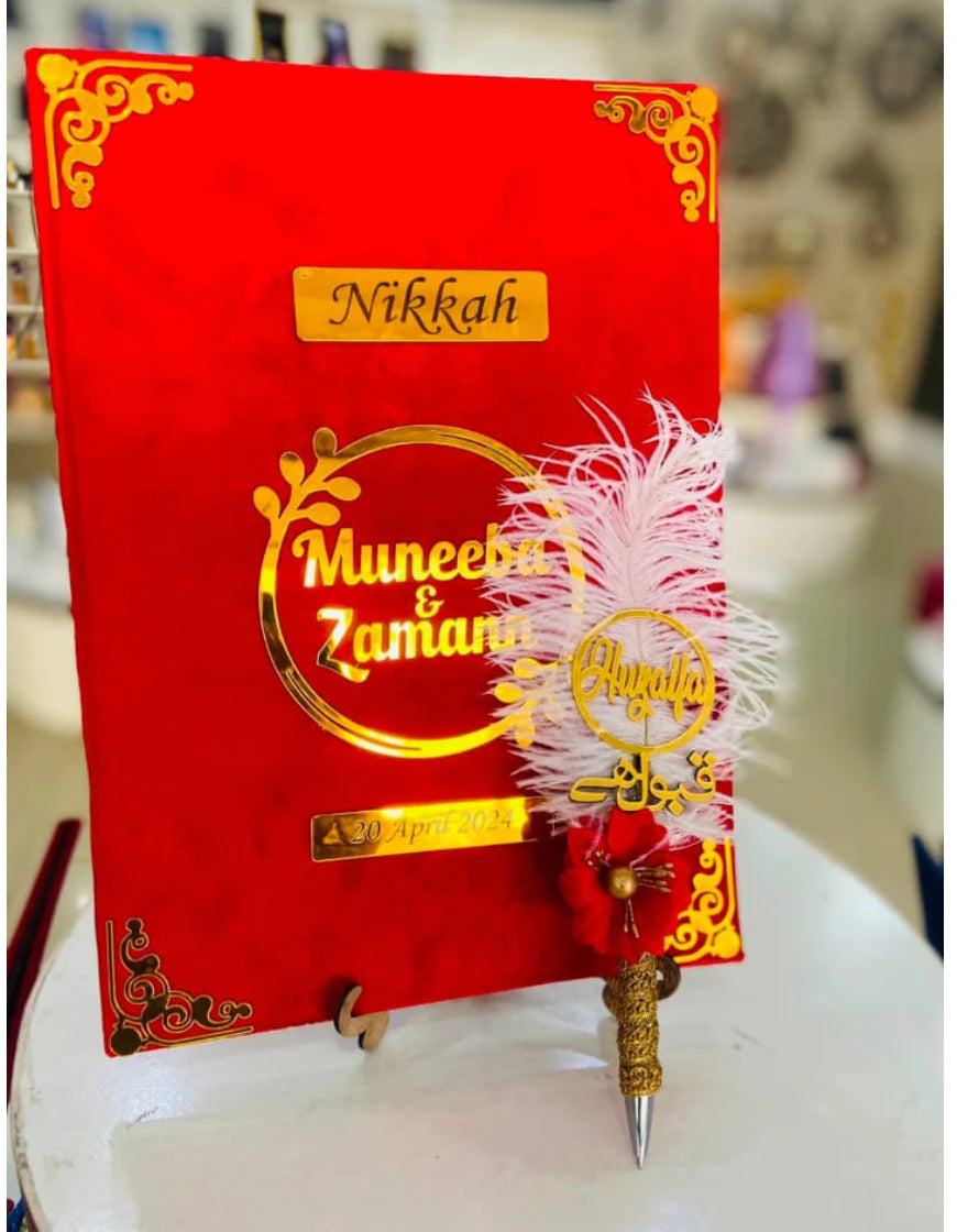 Customized Nikkah Frame Velvet Nikkah Book Thumb Board