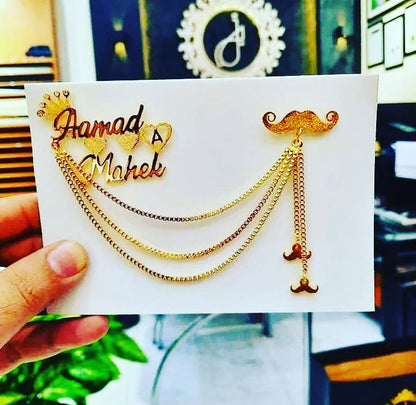 CUSTOMISE NAME MUSTACHE COAT PIN