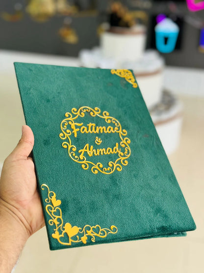 Customized Nikkah Frame Velvet Nikkah Book Thumb Board