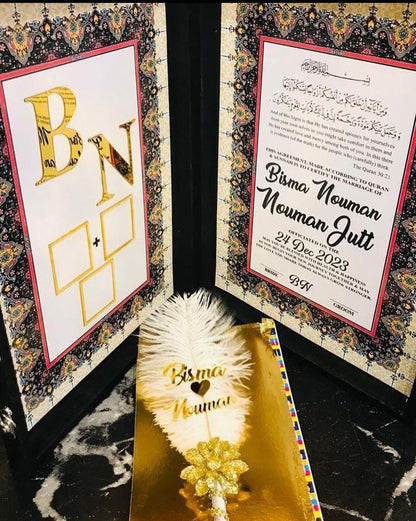 Customized Nikkah Frame Velvet Nikkah Book Thumb Board