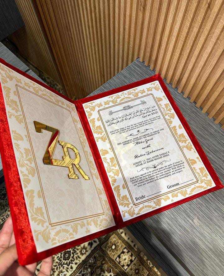 Customized Nikkah Frame Velvet Nikkah Book Thumb Board