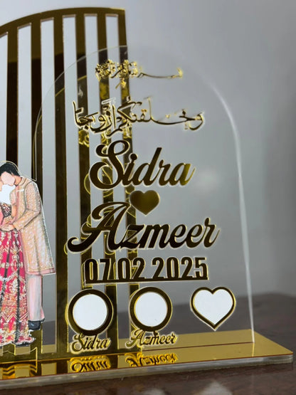 Nikah Thumb Board – Personalized for Wedding with Couple Stand