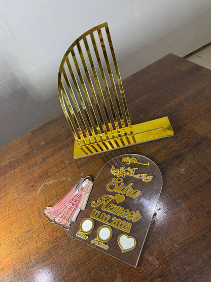Nikah Thumb Board – Personalized for Wedding with Couple Stand