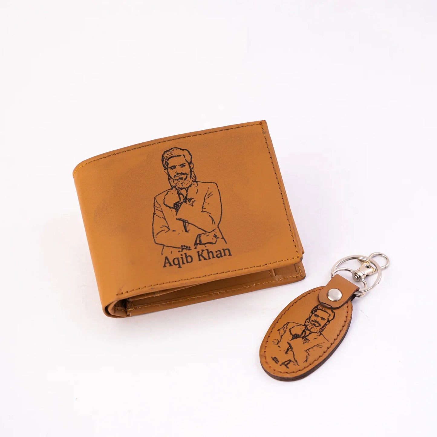 Wallet + Keychain with Your sketch and Name on it