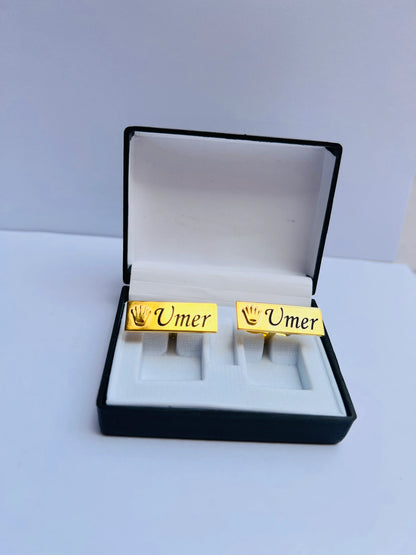 Customize Crown Engraved Name Cufflinks