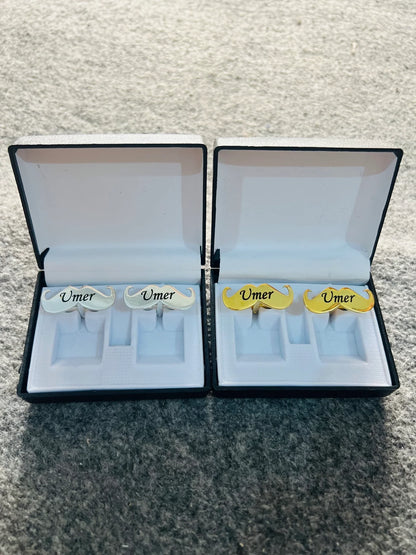 Mustache Name Engraved Cufflinks